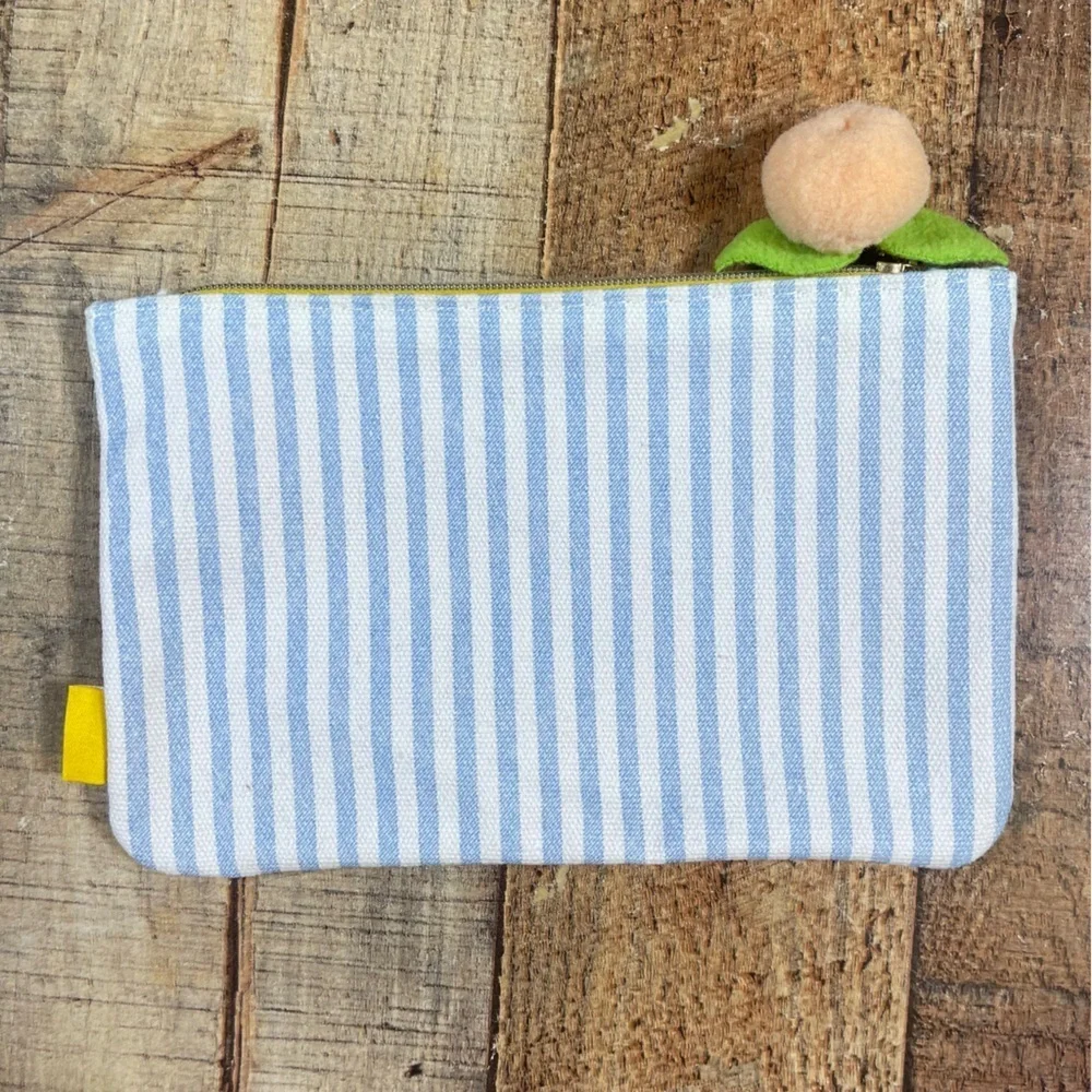 Ipsy Holographic Striped Gold Peach Glitter Sparkly Shimmer Cosmetic Bag Set